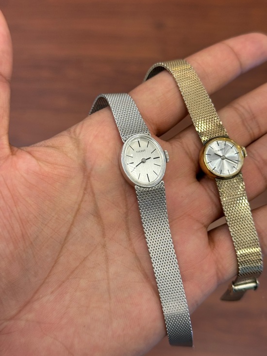 Tissot two Ladies Vintage Mechanical Watch Gold Filled Bracelet Gold silver rare main image 6